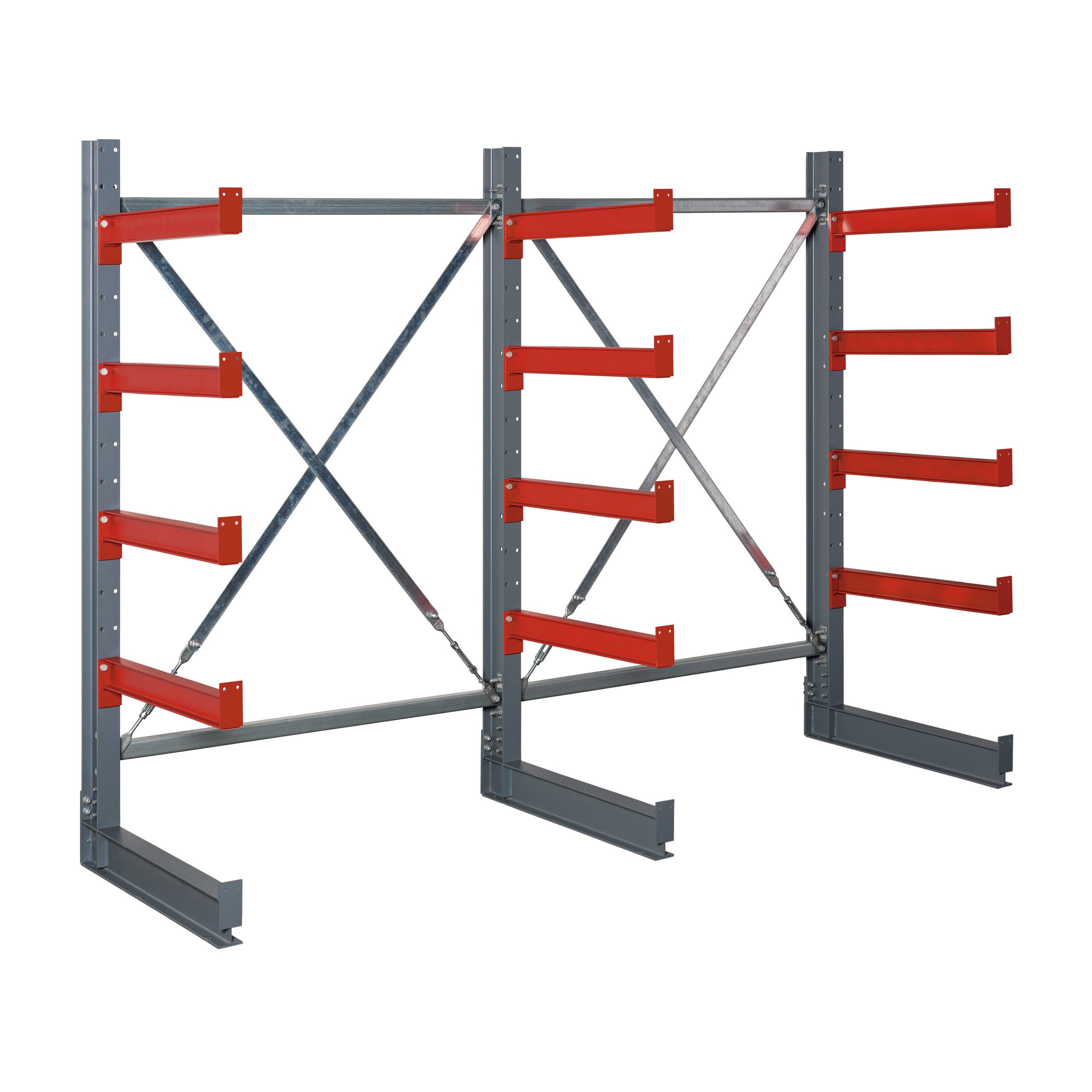 Einseitiges Tannenbaum-Kragarmregal für die platzsparende Lagerung von Holz , Freisteller Bild