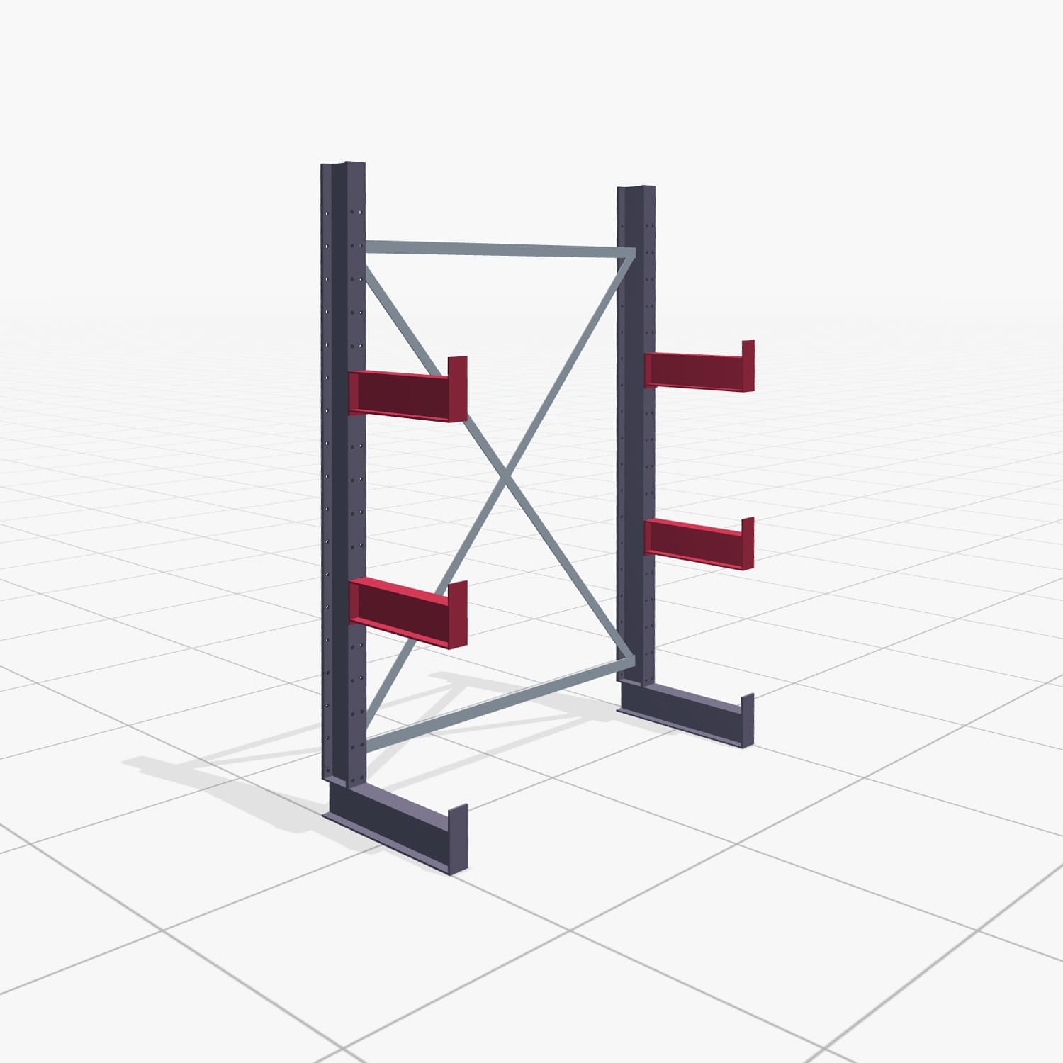 Kragarmregale Handbedient KHX 3000, H: 2.000 mm, B: 1350 mm, Armlänge: 400 mm (1.120 kg), Einseitige Nutzung