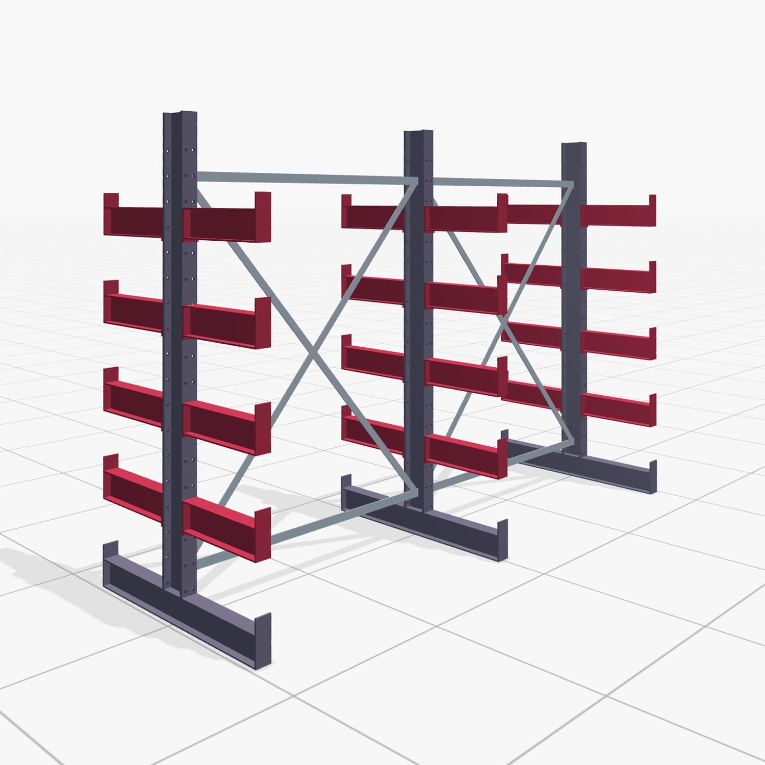 Kragarmregale Handbedient KHX 3000, H: 2.000 mm, B: 2636 mm, Armlänge: 400 mm (1.120 kg), Zweiseitige Nutzung