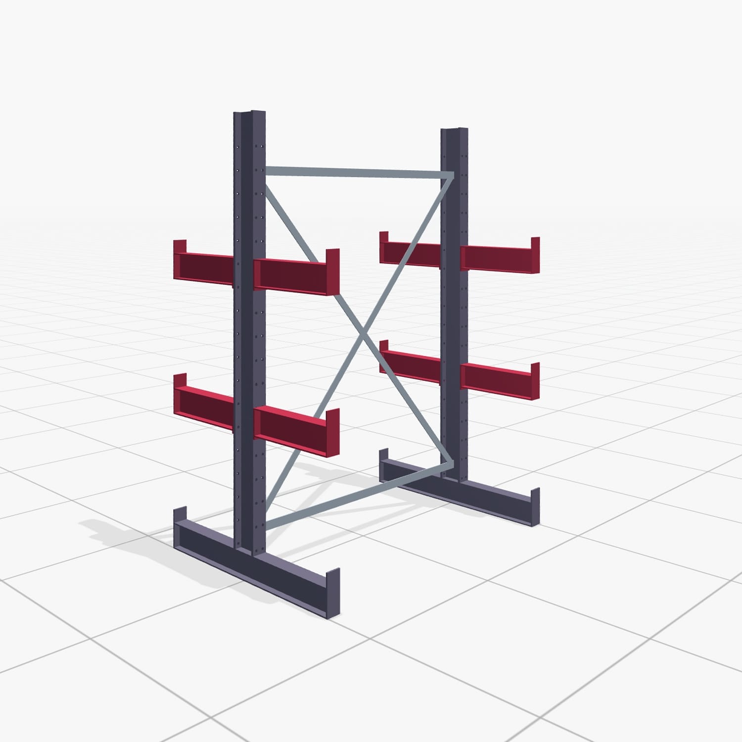 Kragarmregale Handbedient KHX 3000, H: 2.000 mm, B: 1350 mm, Armlänge: 400 mm (1.120 kg), Zweiseitige Nutzung
