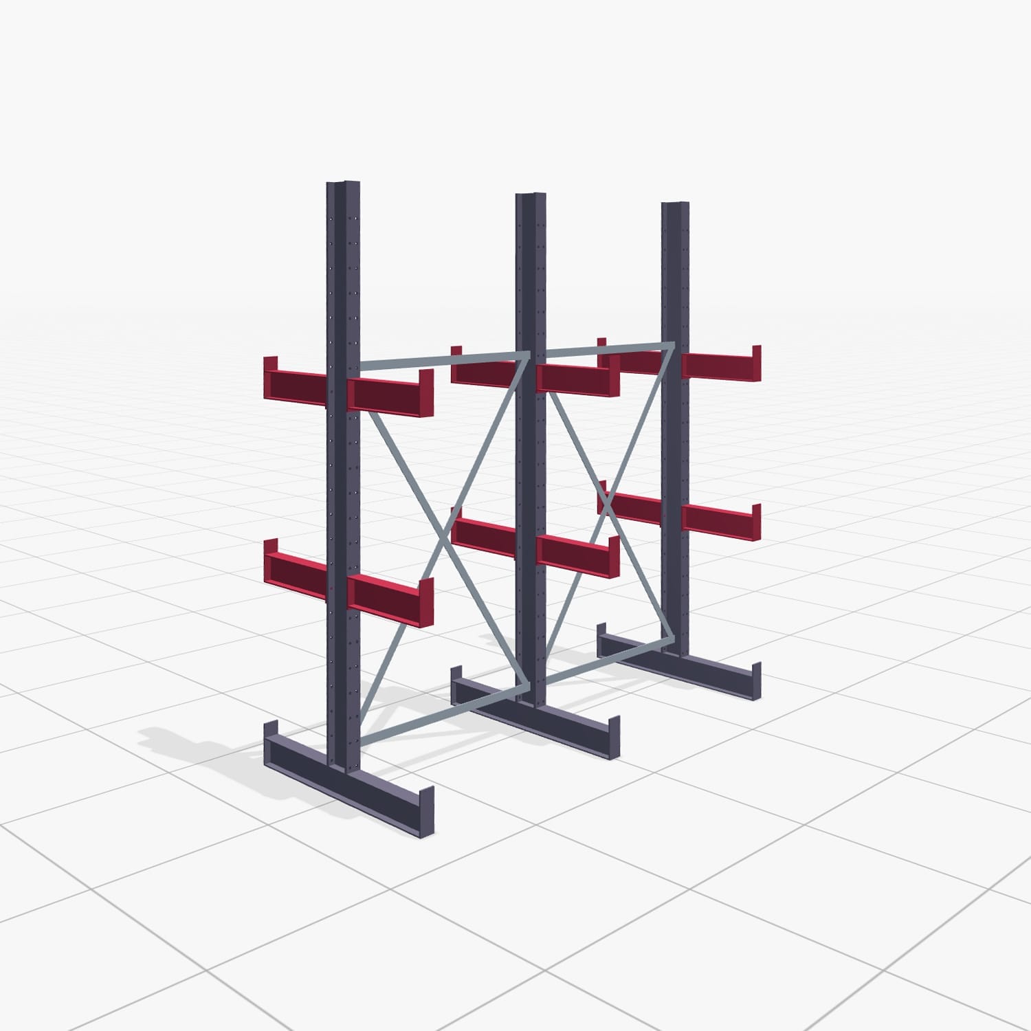 Kragarmregale Handbedient KHX 3000, H: 2.500 mm, B: 2066 mm, Armlänge: 800 mm (560kg), Zweiseitige Nutzung