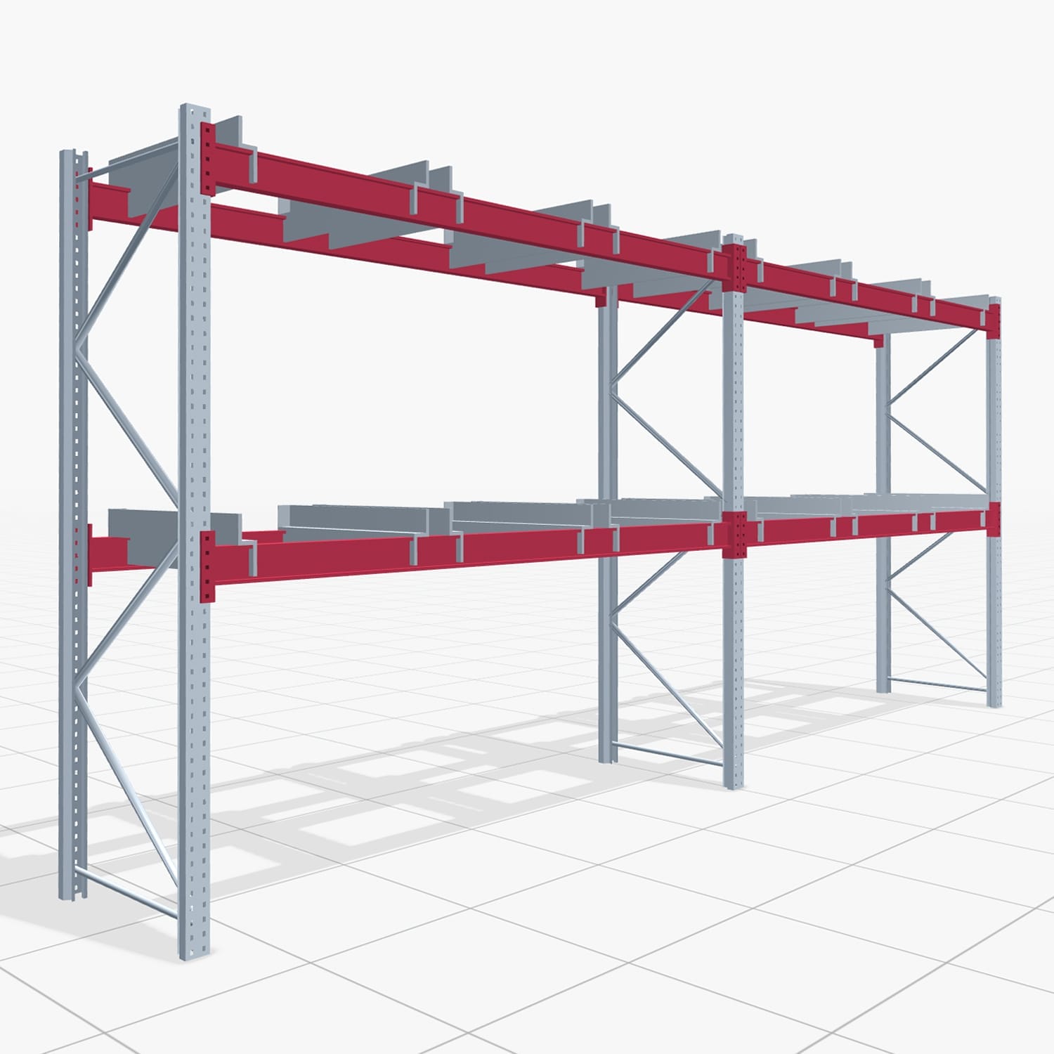 Palettenregale PRX 1000, Gitterbox, H: 2.600 mm, B: 5.700 mm, Palettengewicht: 1.000 kg, Palettenplätze: 18