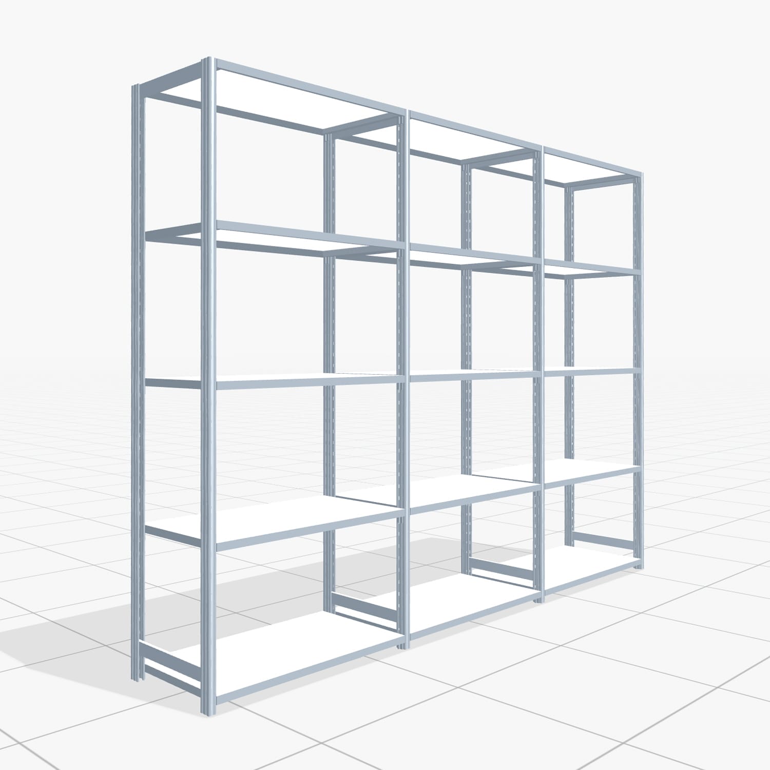 Fachbodenregal FBX 4000, H: 2.250 mm, B: 3.023 mm mm, T: 500 mm, Ebenen: 5