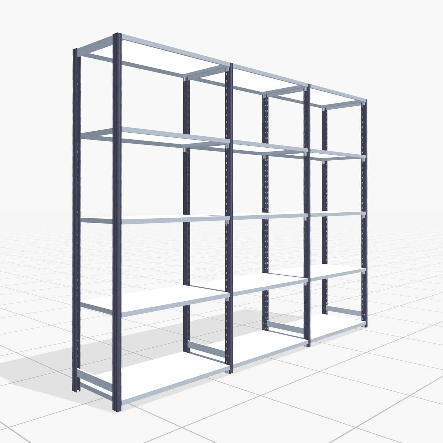 Fachbodenregal FBX 4000, H: 2.250 mm, B: 3.023 mm mm, T: 500 mm, Ebenen: 5