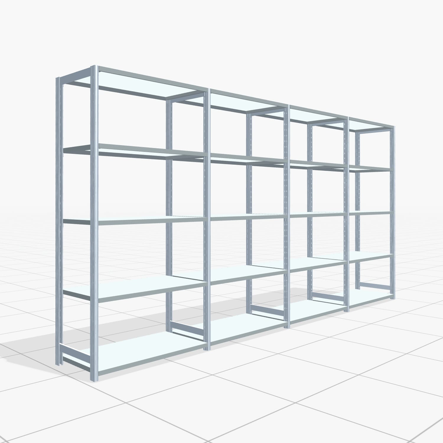 Fachbodenregal FBX 4000, H: 2.000 mm, B: 4.020 mm mm, T: 500 mm, Ebenen: 5