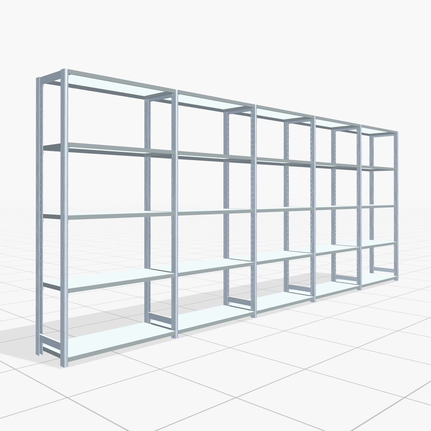 Fachbodenregal FBX 4000, H: 2.000 mm, B: 5.017 mm mm, T: 400 mm, Ebenen: 5