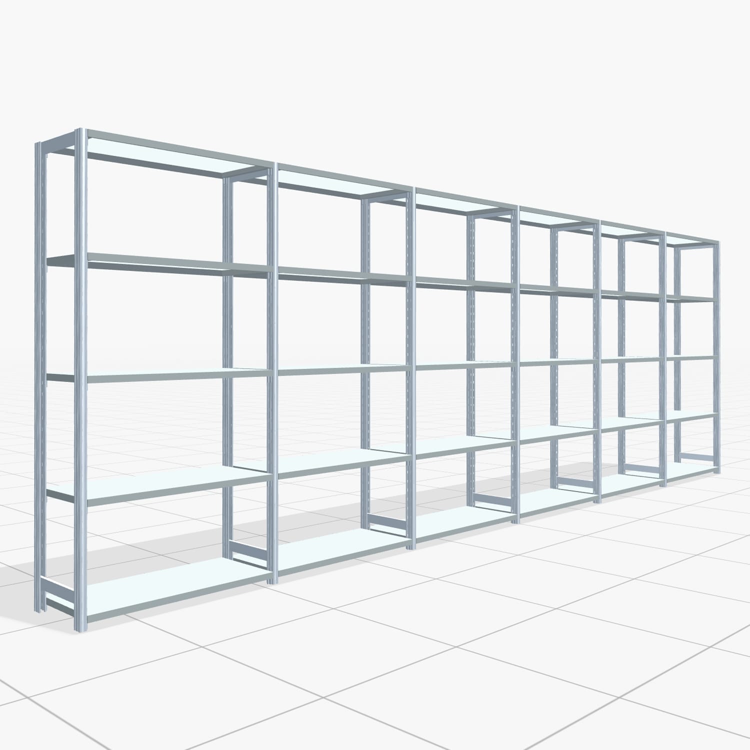 Fachbodenregal FBX 4000, H: 2.000 mm, B: 6.014 mm mm, T: 400 mm, Ebenen: 5