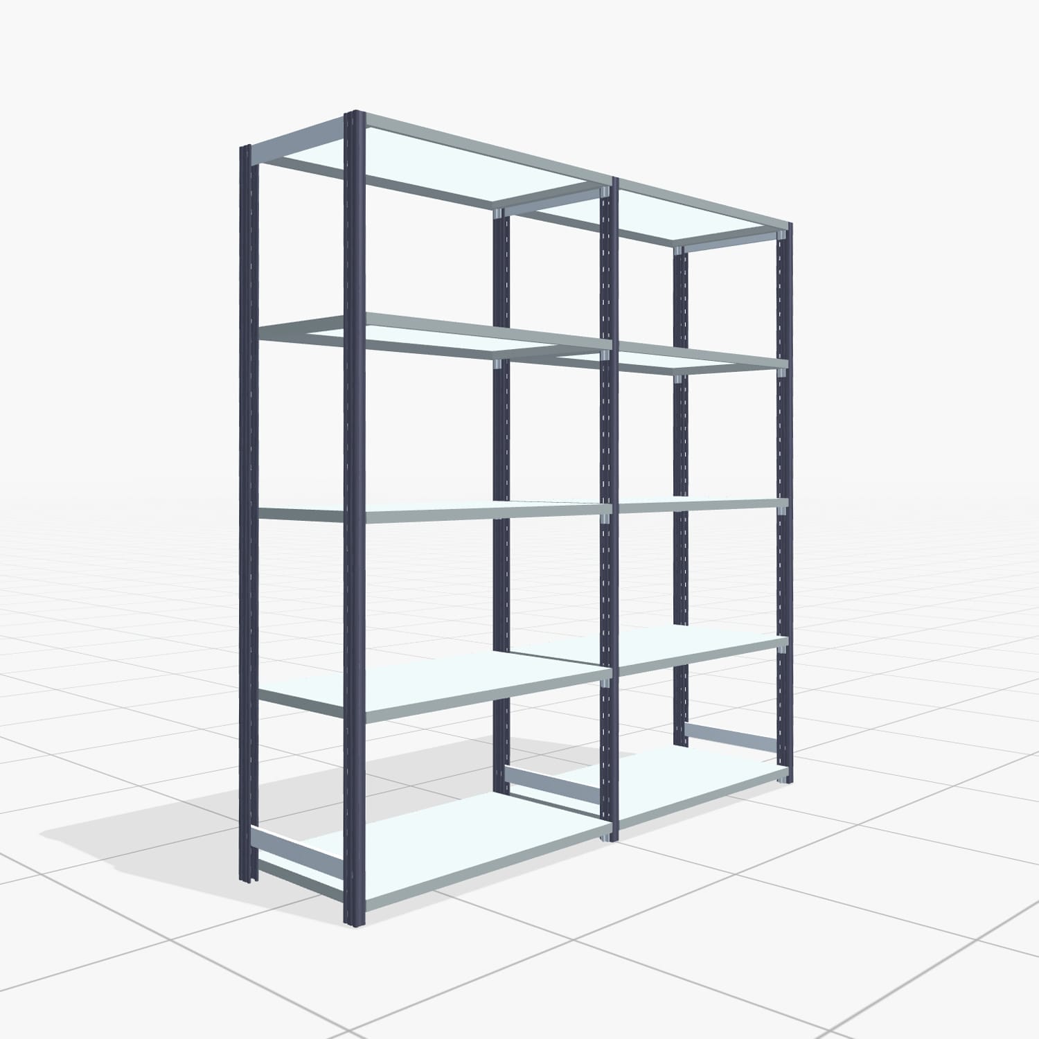 Fachbodenregal FBX 4000, H: 2.000 mm, B: 2.026 mm mm, T: 500 mm, Ebenen: 5