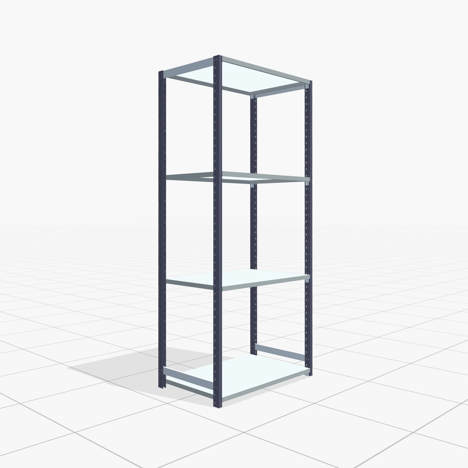 Fachbodenregal FBX 4000, H: 2.250 mm, B: 1.029 mm mm, T: 600 mm, Ebenen: 4