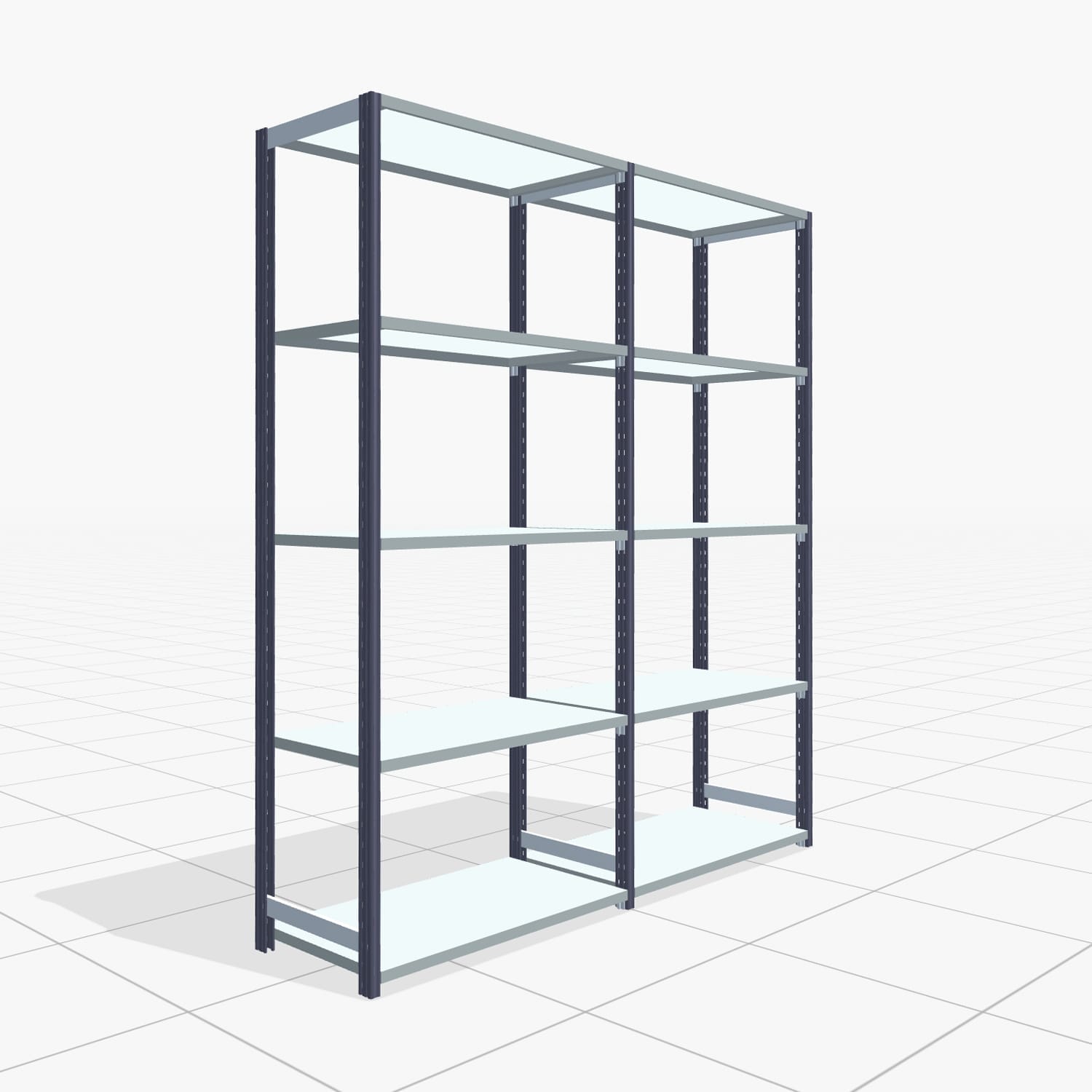 Fachbodenregal FBX 4000, H: 2.250 mm, B: 2.026 mm mm, T: 500 mm, Ebenen: 5