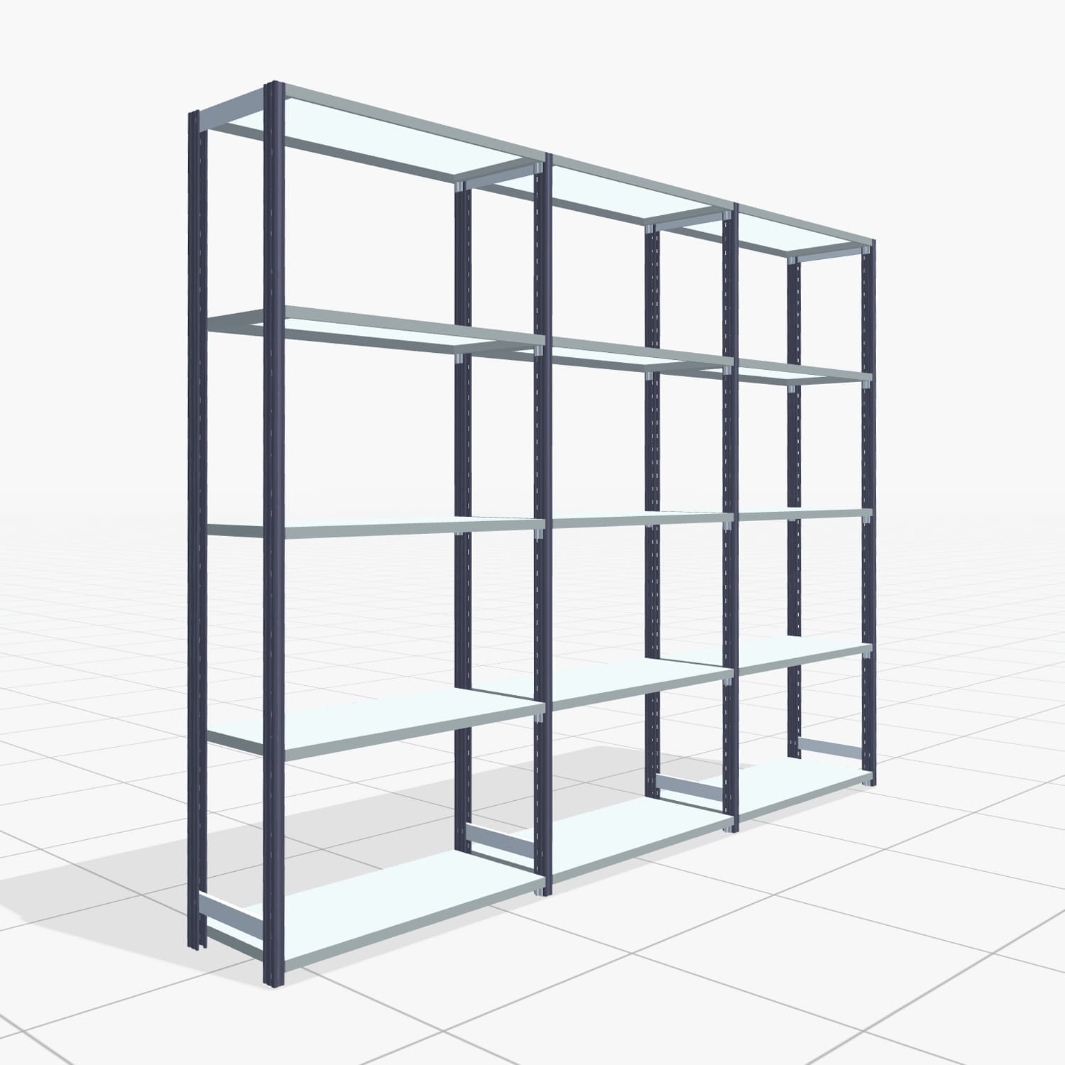 Fachbodenregal FBX 4000, H: 2.250 mm, B: 3.023 mm mm, T: 400 mm, Ebenen: 5