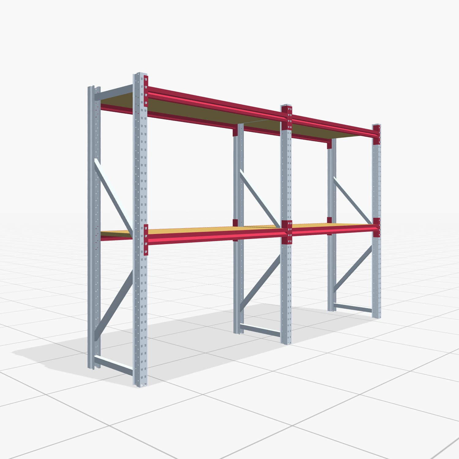 Weitspannregale WSX 5000, H: 2.000 mm, B: 3.187 mm mm, T: 600 mm, Ebenen: 3, Feldbreite: 1.500 mm, Auflage: Spanplatte