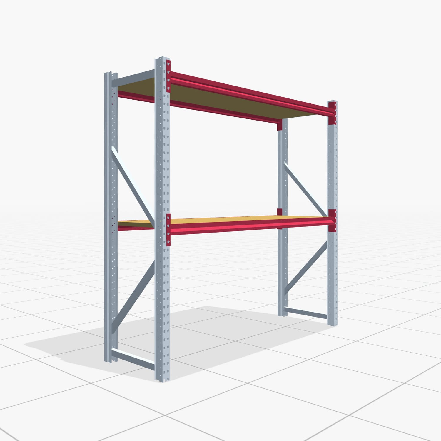 Weitspannregale WSX 5000, H: 2.000 mm, B: 2.121 mm mm, T: 600 mm, Ebenen: 3, Feldbreite: 2.000 mm, Auflage: Spanplatte