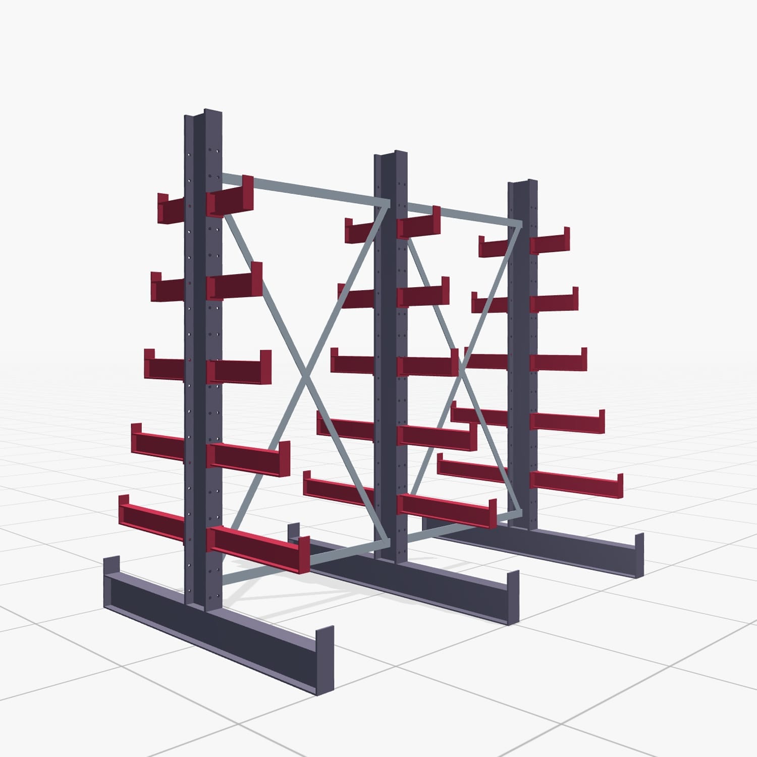 Tannenbaumregale KHX 3030, H: 2.000 mm (IPE 120), B: 2066 mm, Feldanzahl: 2, Zweiseitige Nutzung