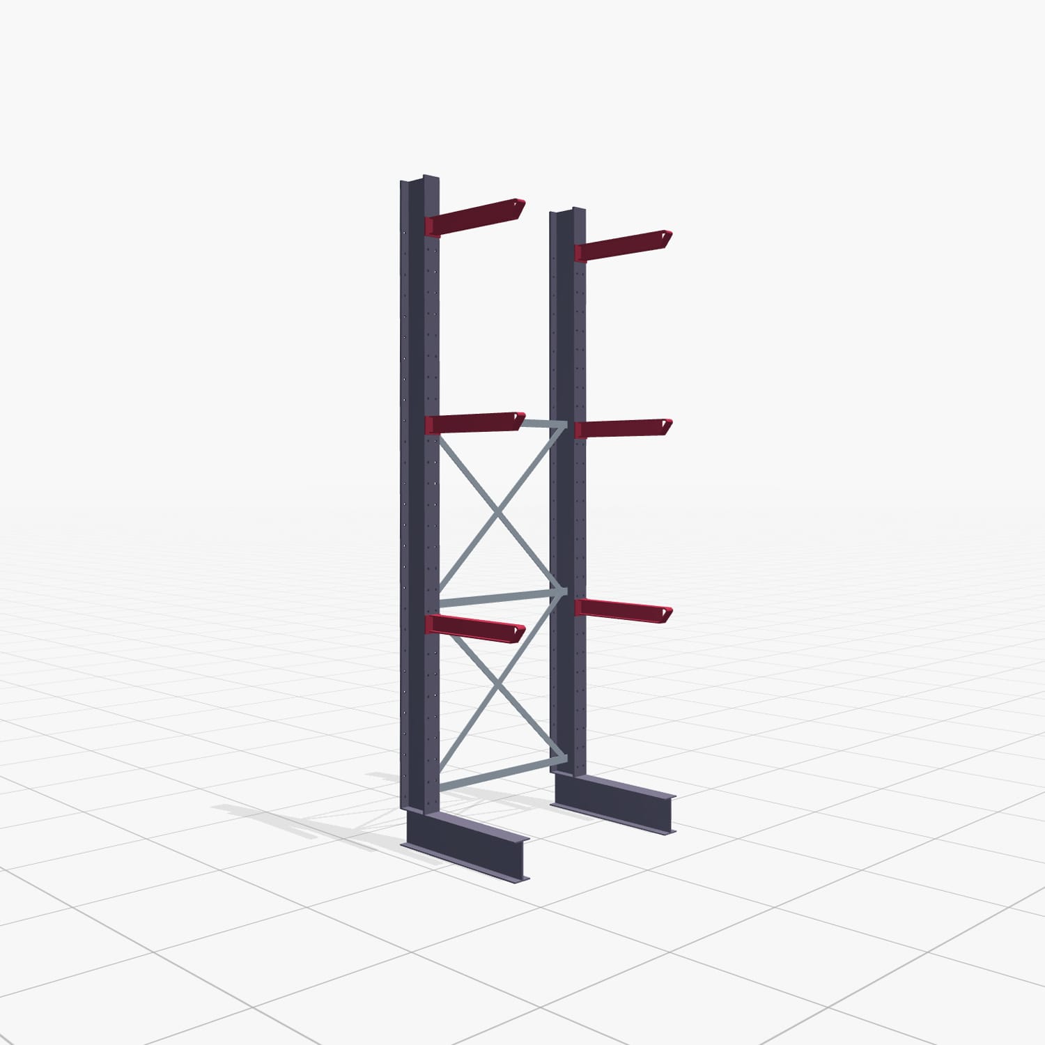 Kragarmregal Staplerbedient KSX 2000, H: 3.000 mm, B: 1091 mm, Armlänge: 600 mm, Einseitige Nutzung