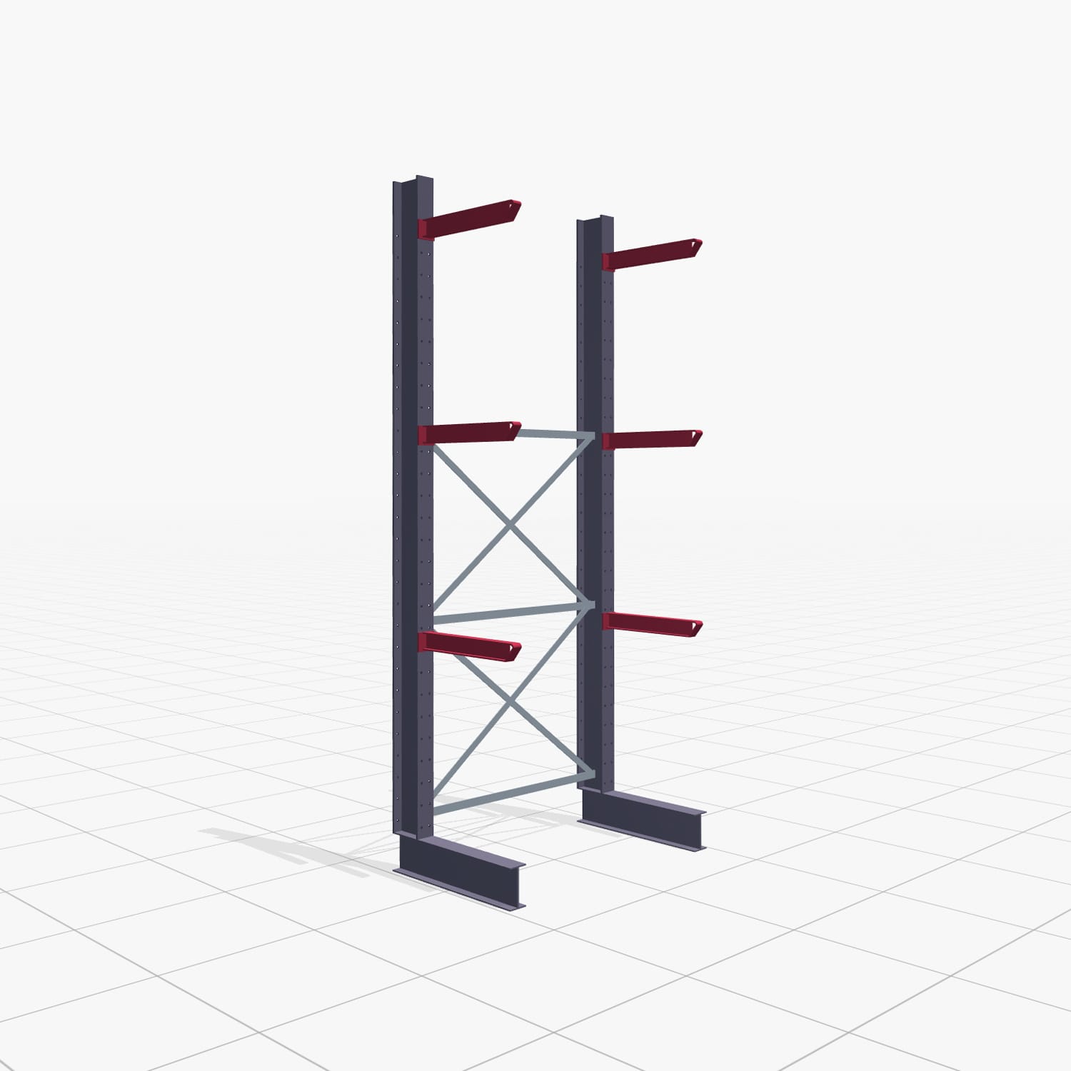 Kragarmregal Staplerbedient KSX 2000, H: 3.000 mm, B: 1291 mm, Armlänge: 600 mm, Einseitige Nutzung