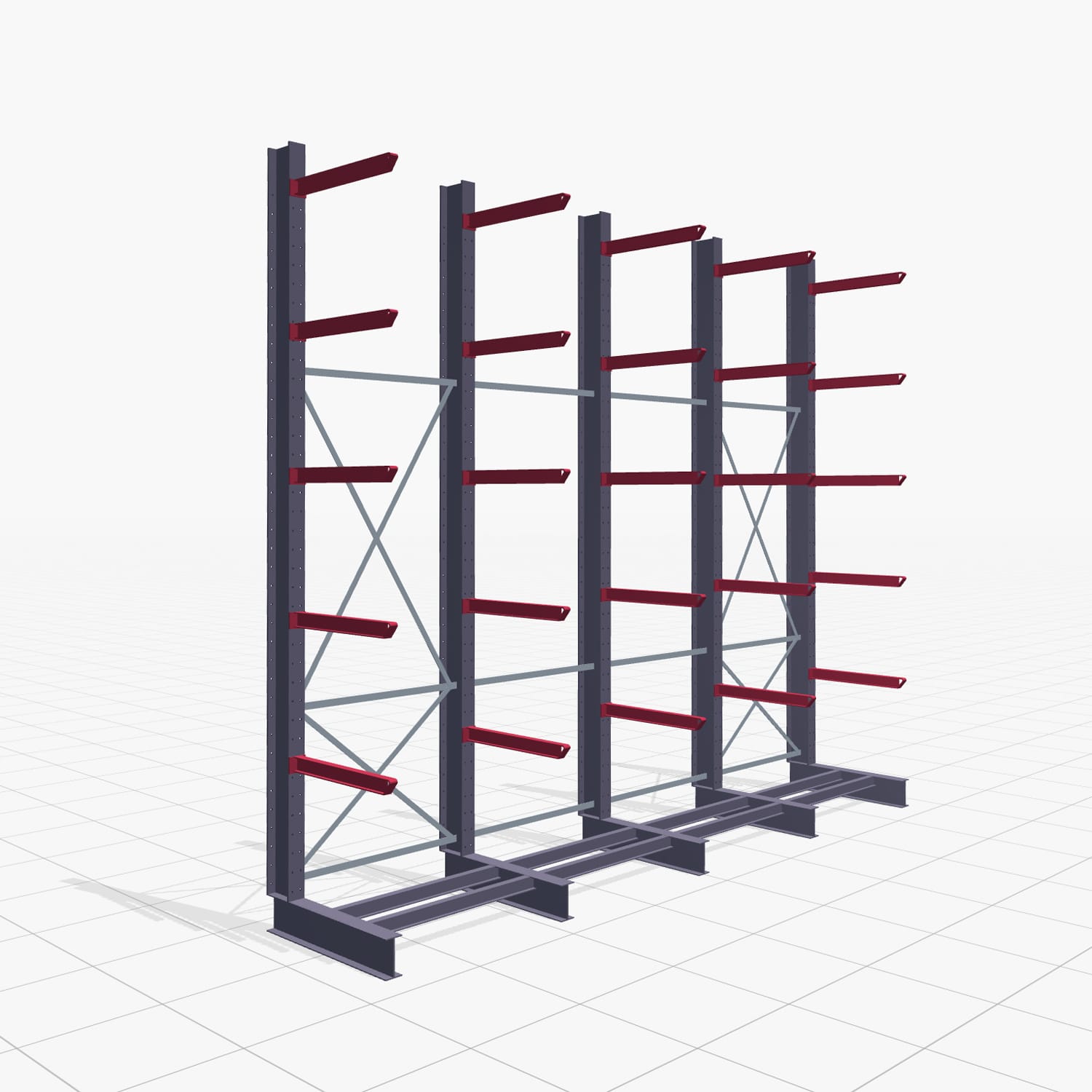 Kragarmregal Staplerbedient KSX 2000, H: 4.000 mm, B: 4900 mm, Armlänge: 800 mm, Einseitige Nutzung