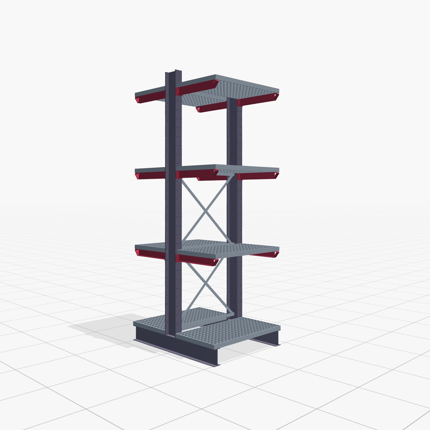 Kragarmregal Staplerbedient KSX 2000, H: 3.000 mm, B: 1091 mm, Armlänge: 600 mm, Zweiseitige Nutzung