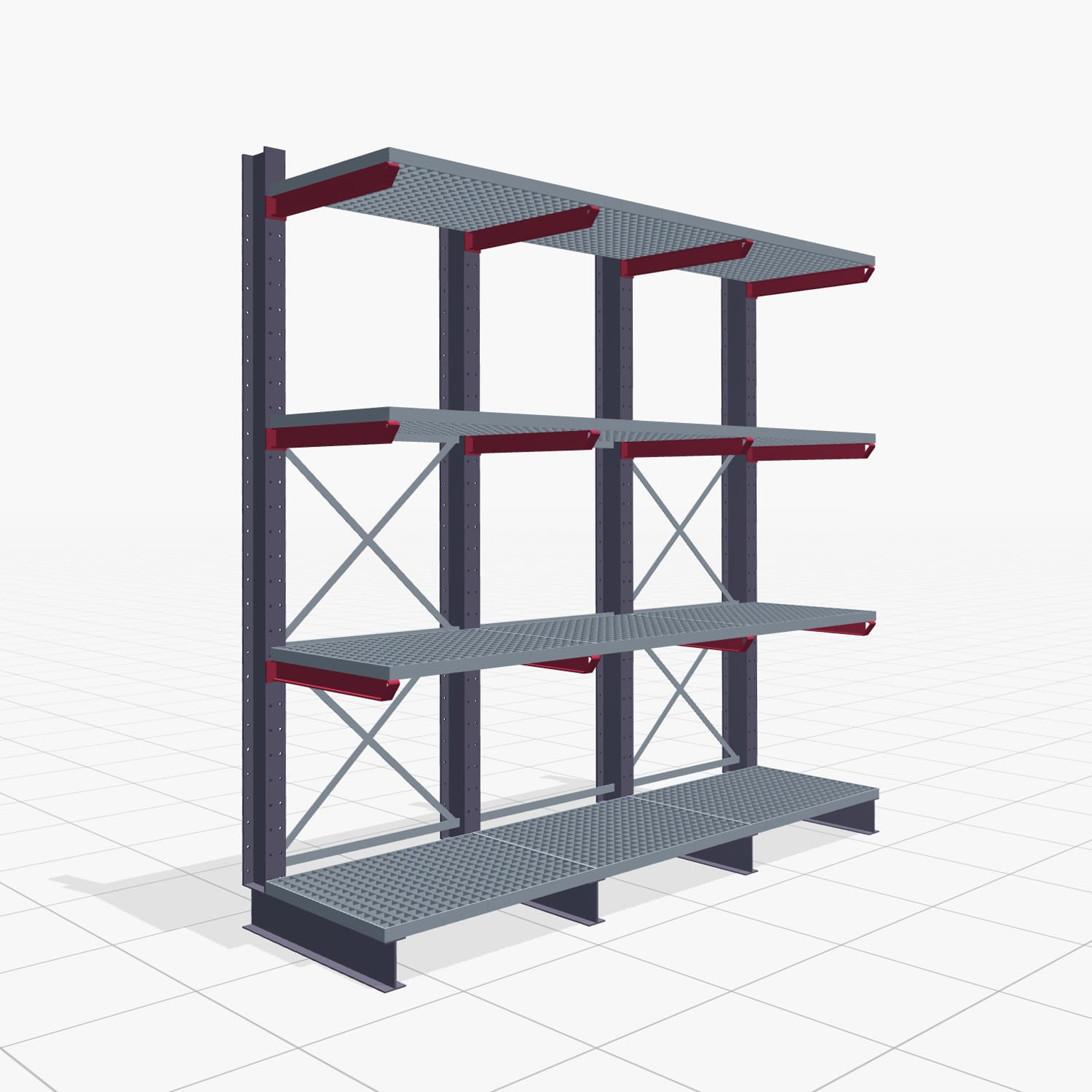 Kragarmregal Staplerbedient KSX 2000, H: 3.000 mm, B: 3091 mm, Armlänge: 800 mm, Einseitige Nutzung