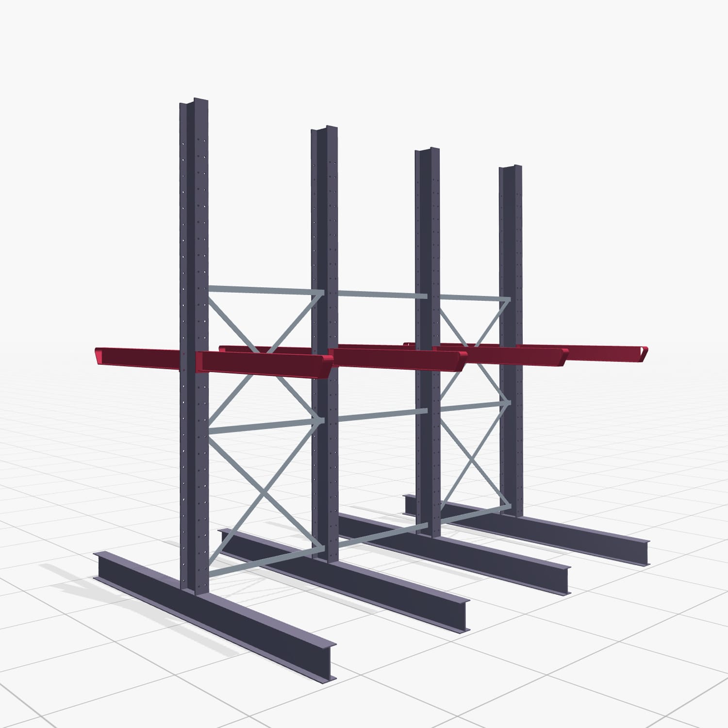 Kragarmregal Staplerbedient KSX 2000, H: 3.000 mm, B: 3091 mm, Armlänge: 1.200 mm, Zweiseitige Nutzung
