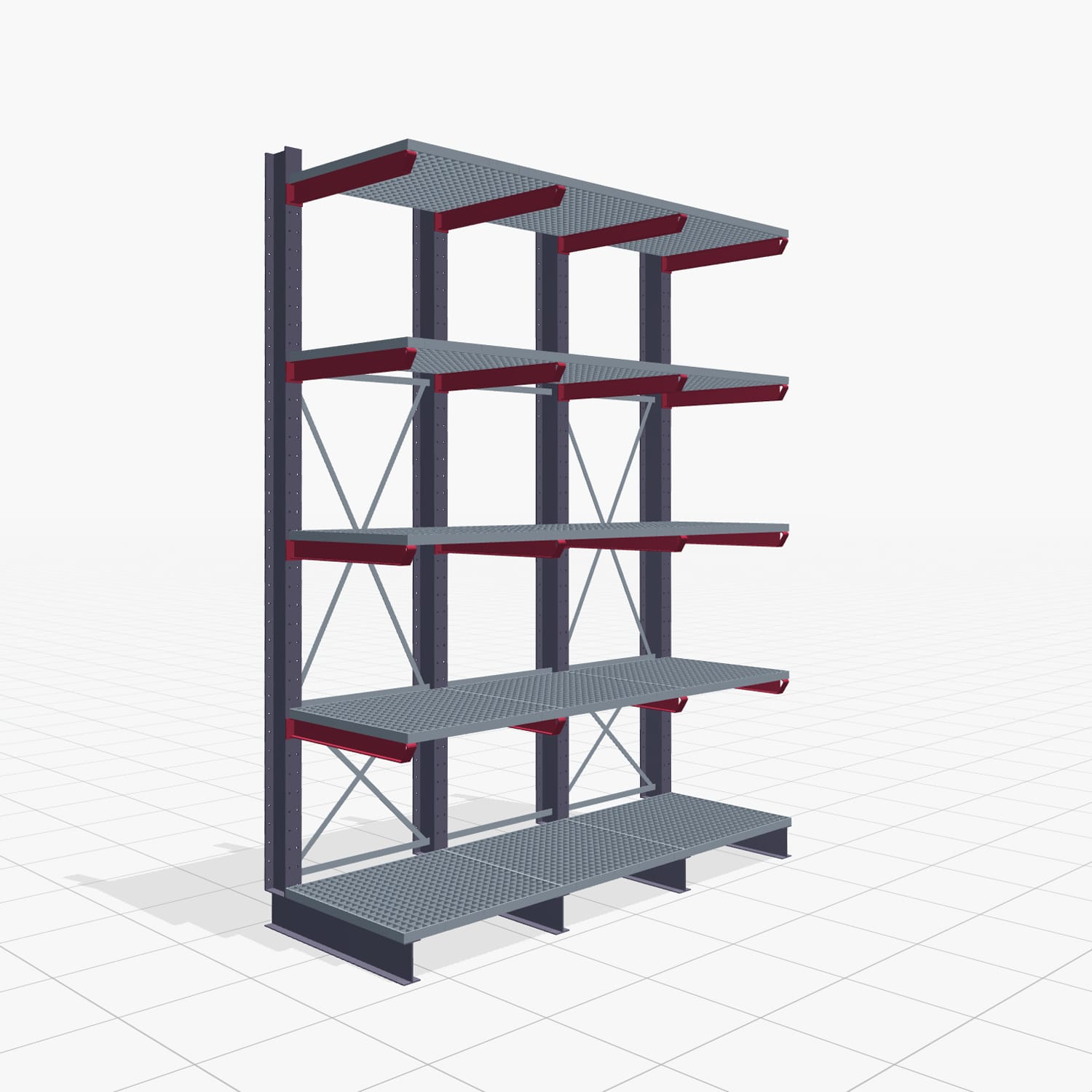 Kragarmregal Staplerbedient KSX 2000, H: 4.000 mm, B: 3100 mm, Armlänge: 1.000 mm, Einseitige Nutzung