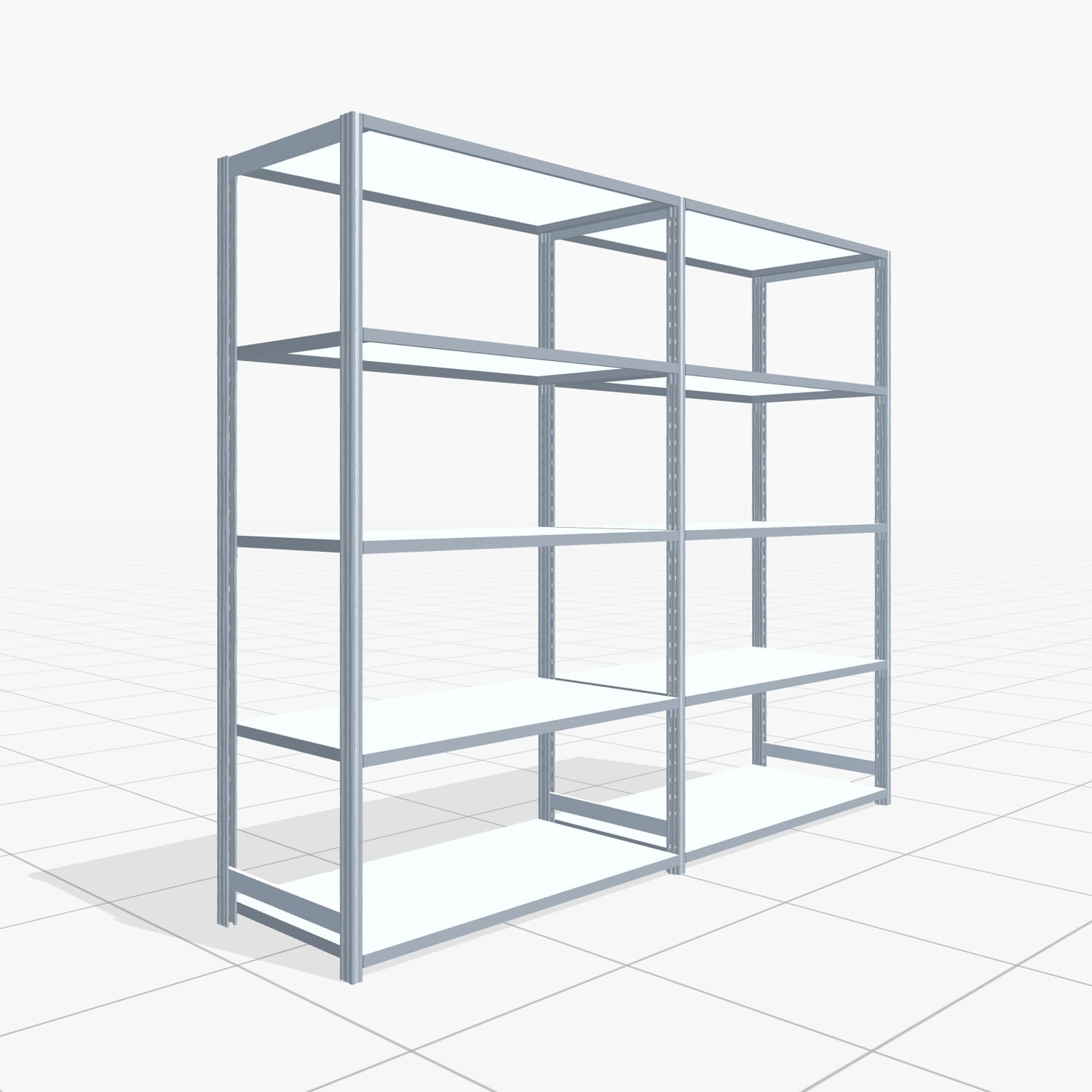 Fachbodenregal FBX 4000, H: 2.000 mm, B: 2.426 mm mm, T: 600 mm, Ebenen: 5