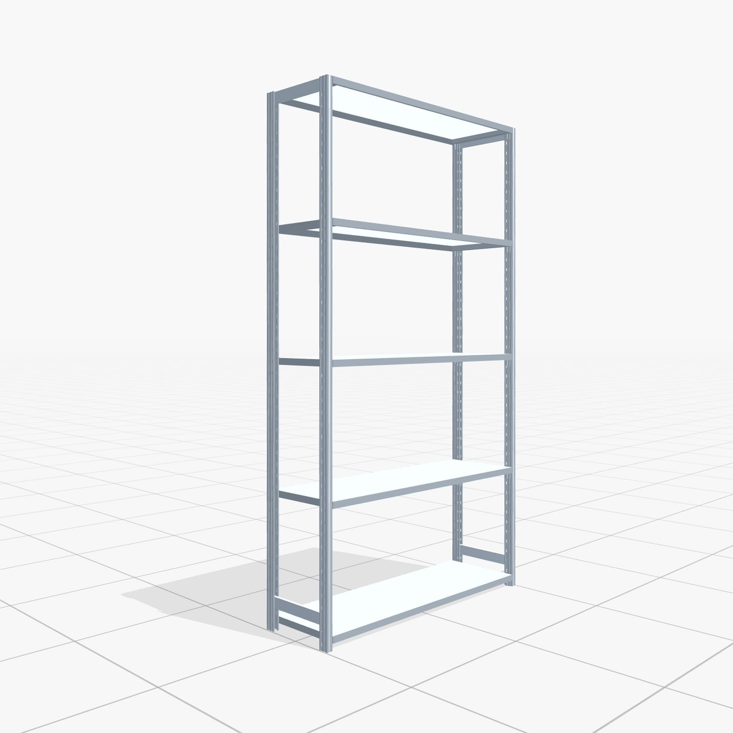Fachbodenregal FBX 4000, H: 2.350 mm, B: 1.329 mm mm, T: 400 mm, Ebenen: 5