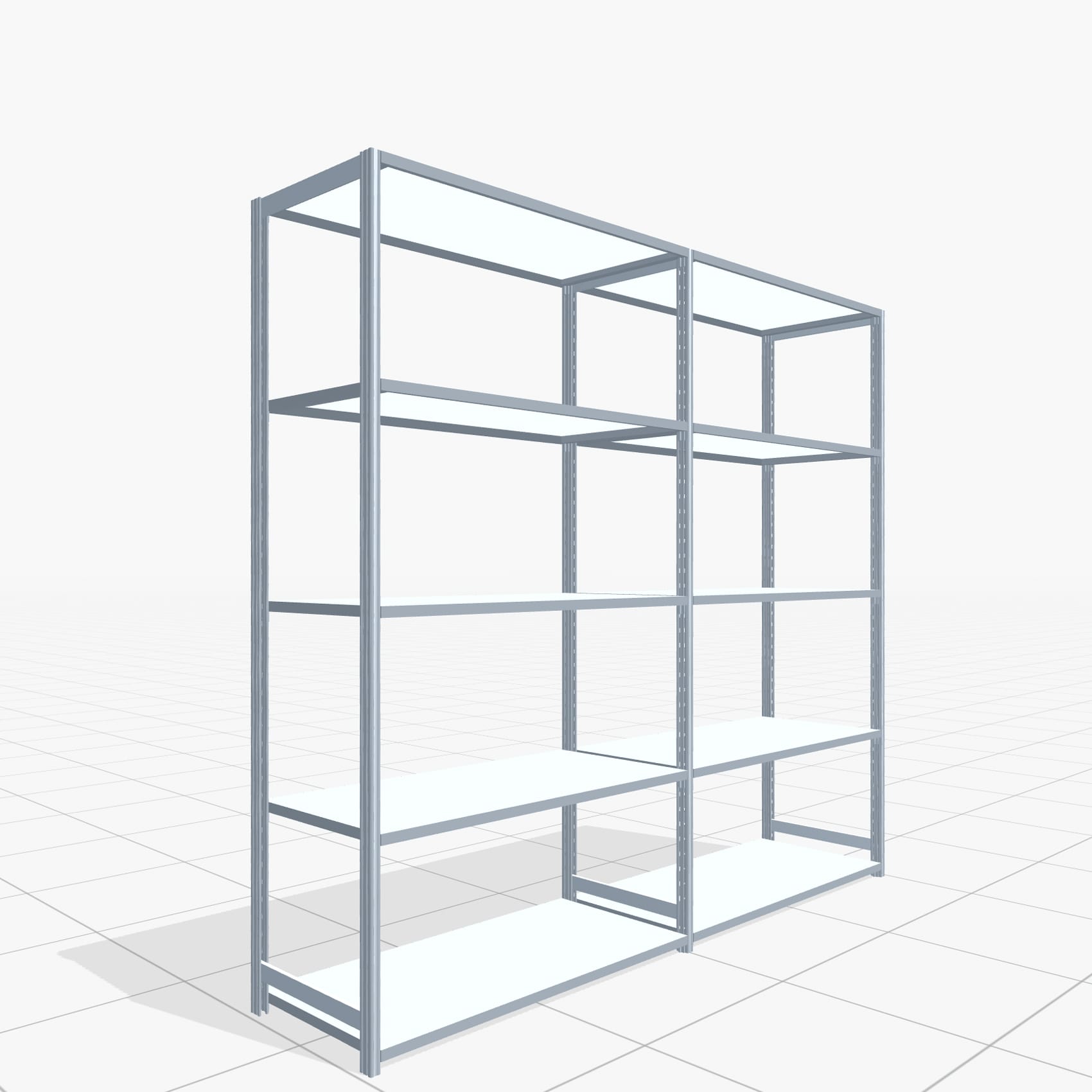 Fachbodenregal FBX 4000, H: 2.350 mm, B: 2.626 mm mm, T: 600 mm, Ebenen: 5