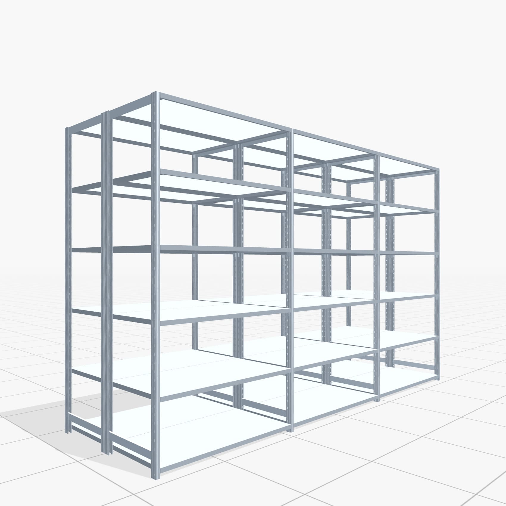 Fachbodenregal FBX 4000, H: 2.250 mm, B: 3.623 mm mm, T: 600 mm, Ebenen: 6