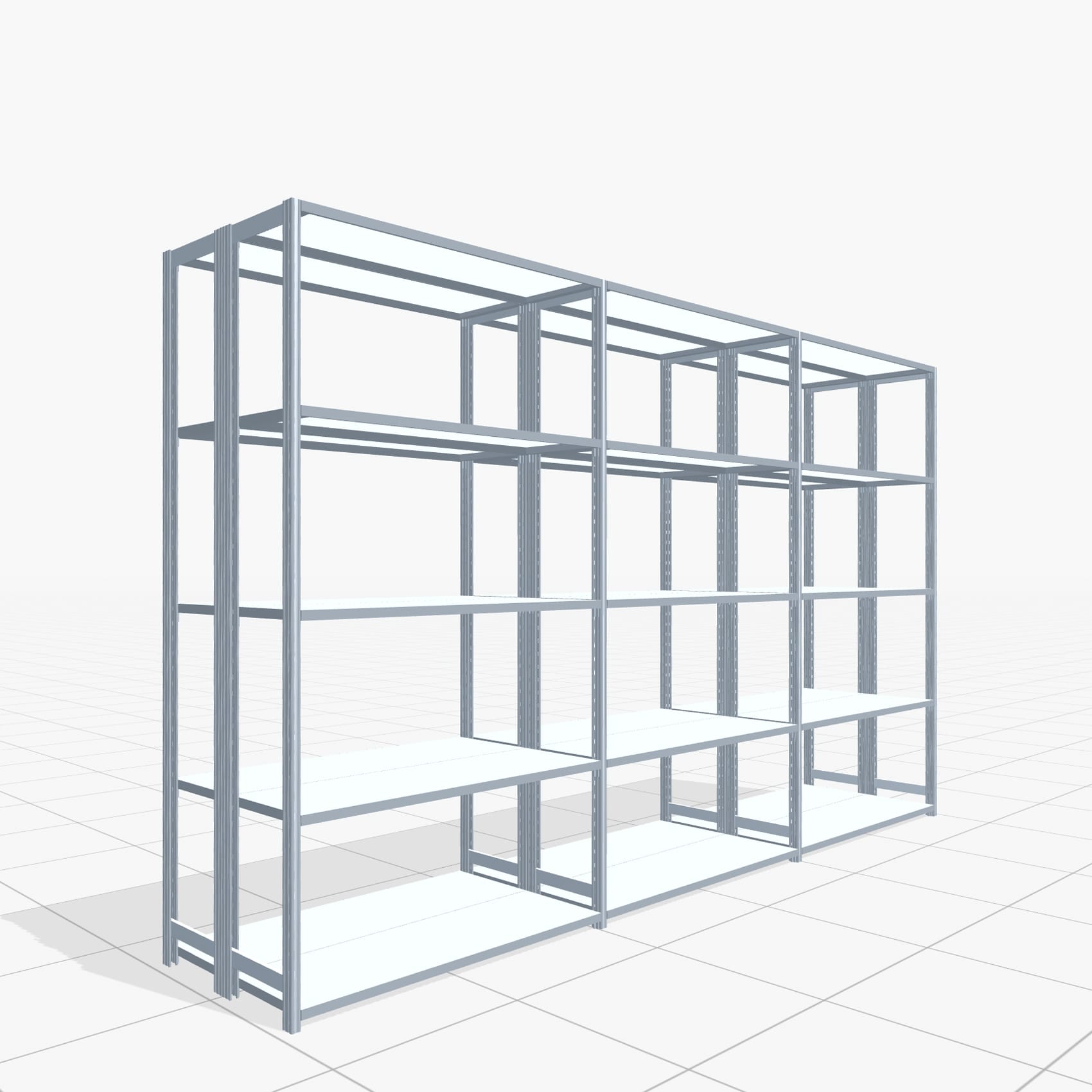 Fachbodenregal FBX 4000, H: 2.350 mm, B: 3.923 mm mm, T: 400 mm, Ebenen: 5