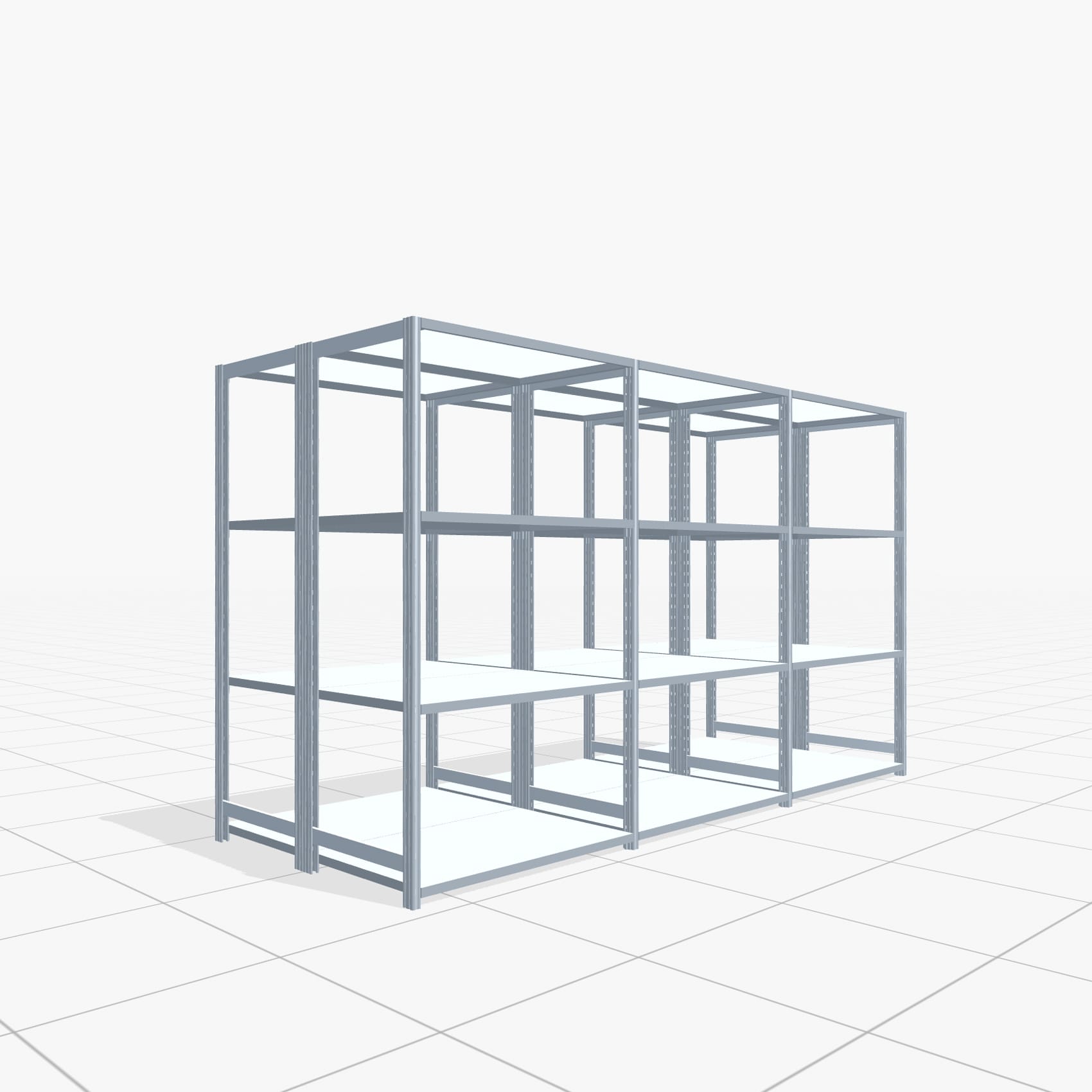 Fachbodenregal FBX 4000, H: 1.750 mm, B: 3.023 mm mm, T: 600 mm, Ebenen: 4