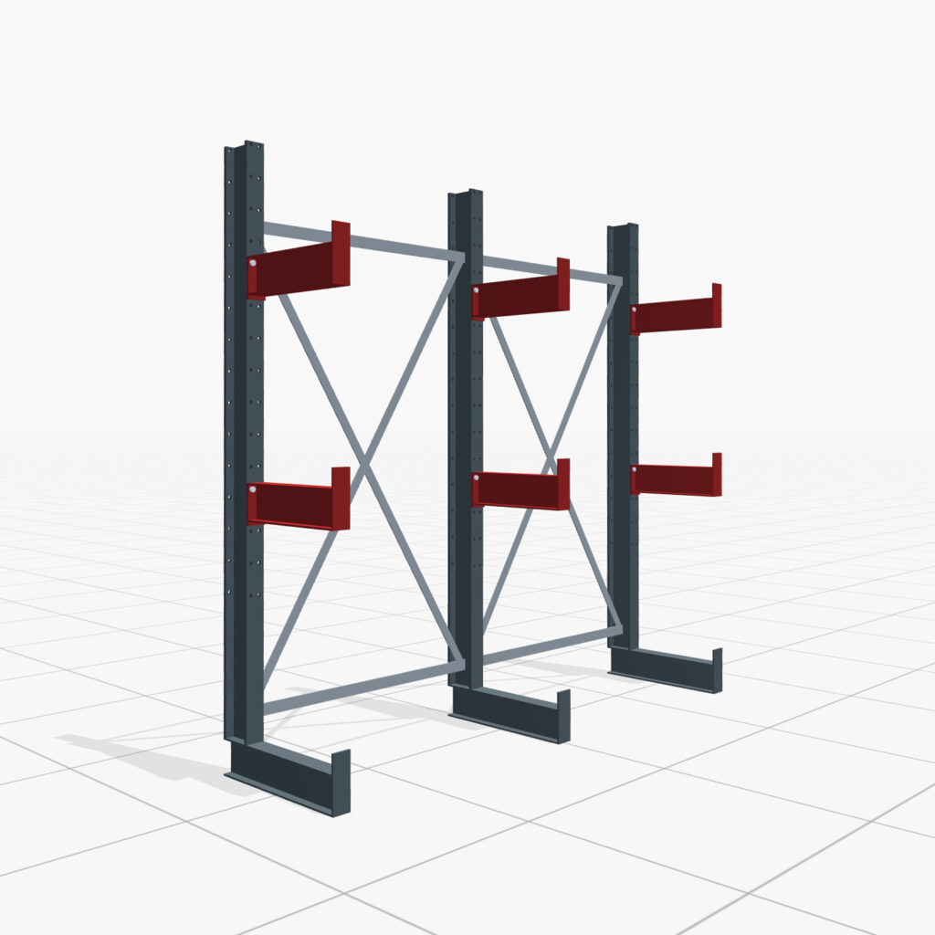Kragarmregale Handbedient KHX 3000, H: 2.000 mm, B: 2.066 mm mm, Armlänge: 2.680 kg, Einseitige Nutzung