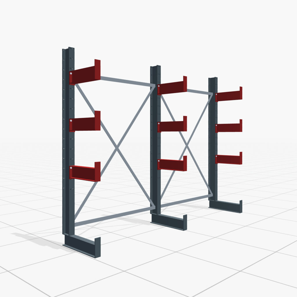 Kragarmregale Handbedient KHX 3000, H: 2.000 mm, B: 2.636 mm mm, Armlänge: 2.680 kg, Einseitige Nutzung