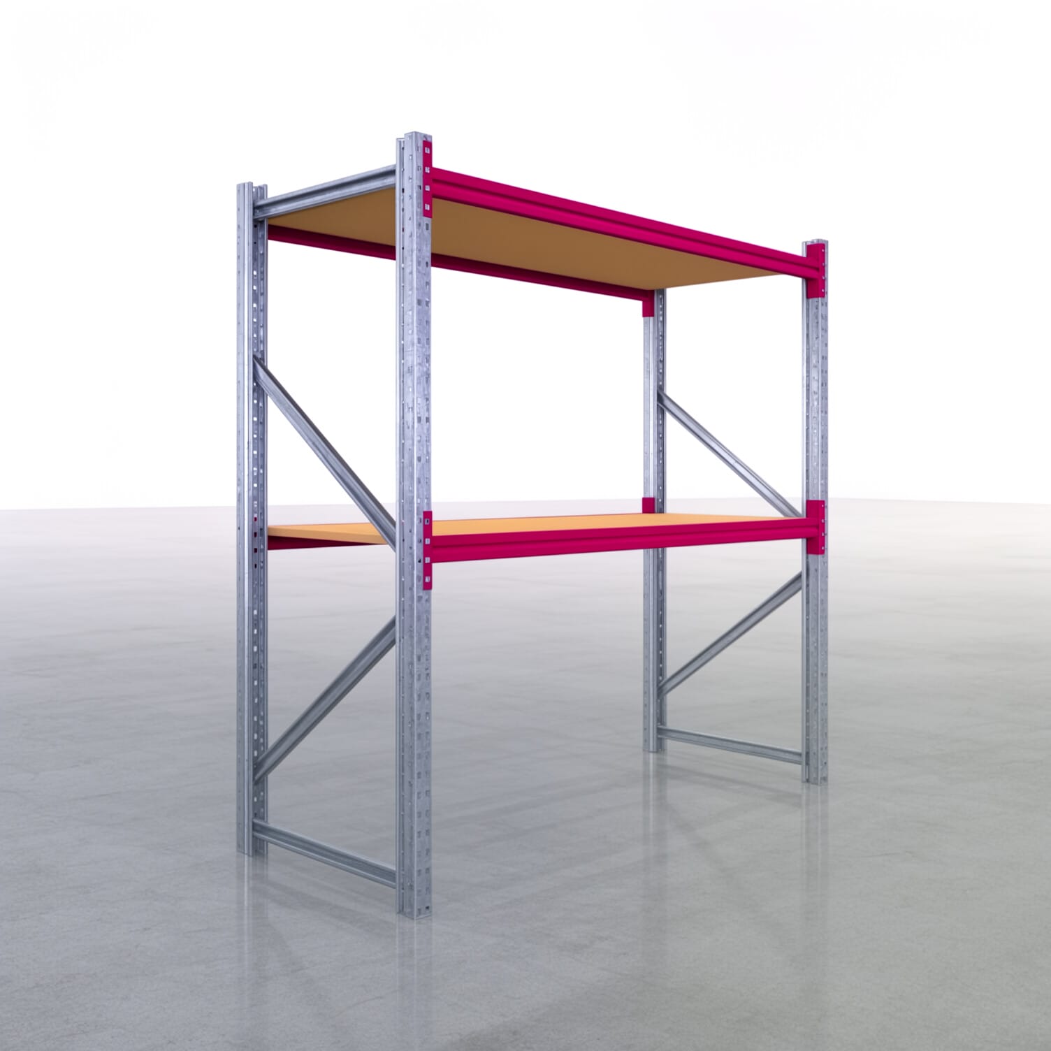 Weitspannregale WSX 5000, H: 2.000 mm, B: 2.121 mm mm, T: 800 mm, Ebenen: 3, Feldbreite: 2.000 mm, Auflage: Spanplatte