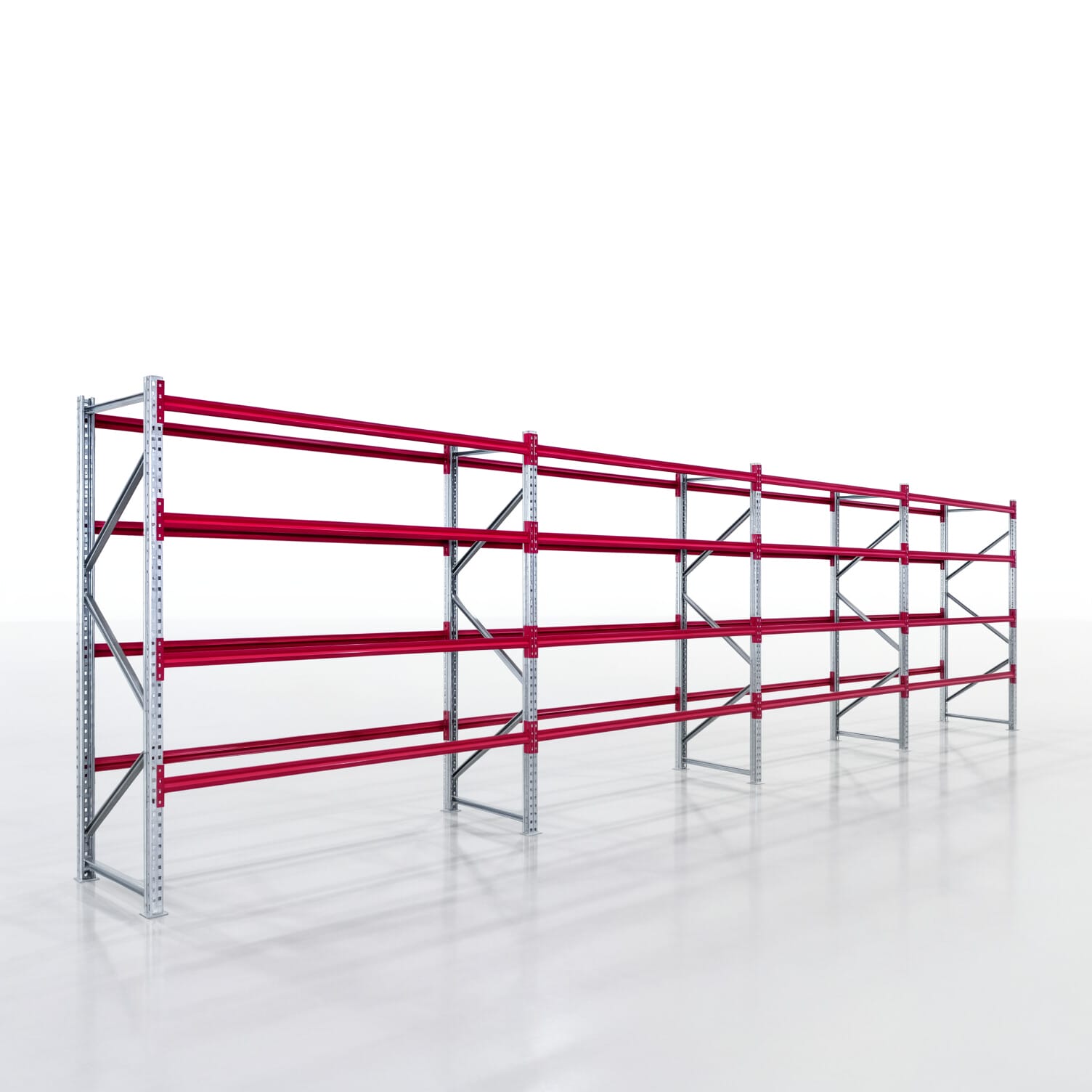 Weitspannregale WSX 5000, H: 2.400 mm, B: 10.269 mm mm, T: 800 mm, Ebenen: 5, Feldbreite: 2.500 mm, Auflage: ohne