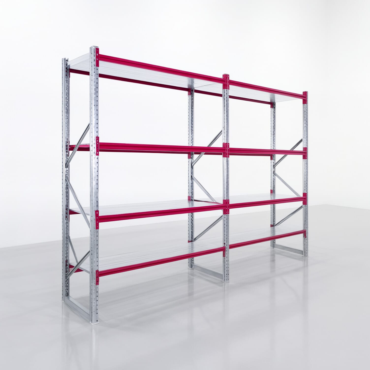 Weitspannregale WSX 5000, H: 3.000 mm, B: 4.177 mm mm, T: 800 mm, Ebenen: 4, Feldbreite: 2.000 mm, Auflage: Stahlboden