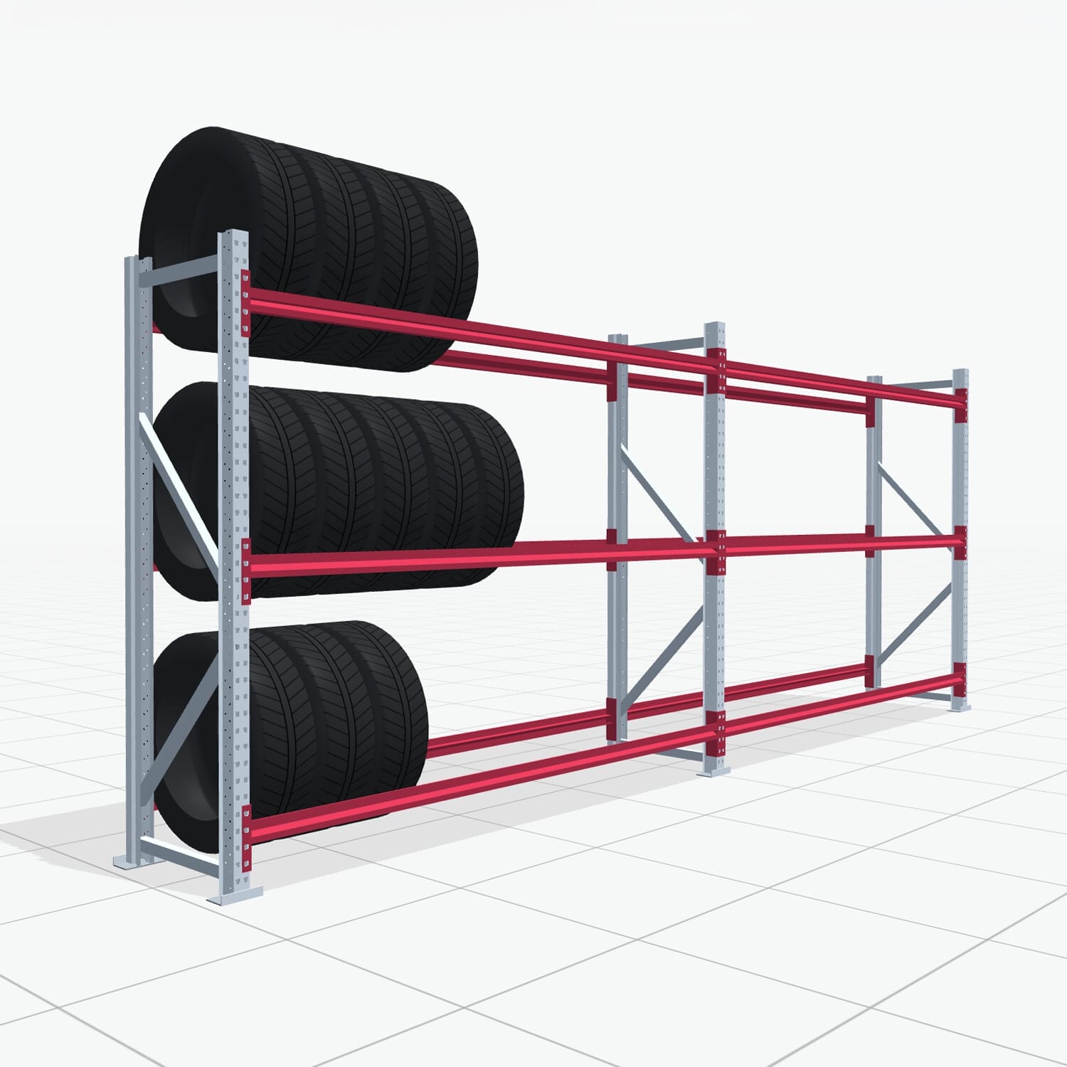 Reifenregale RSX 5000, H: 2.000 mm, B: 5.167 mm mm, T: 600 mm (19 - 21