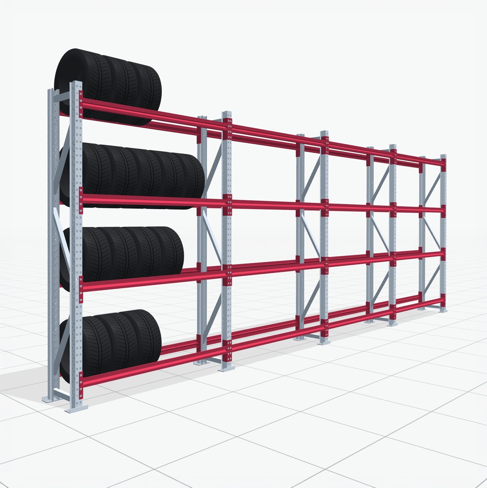 Reifenregale RSX 5000, H: 2.400 mm, B: 6.309 mm mm, T: 400 mm (13 - 15