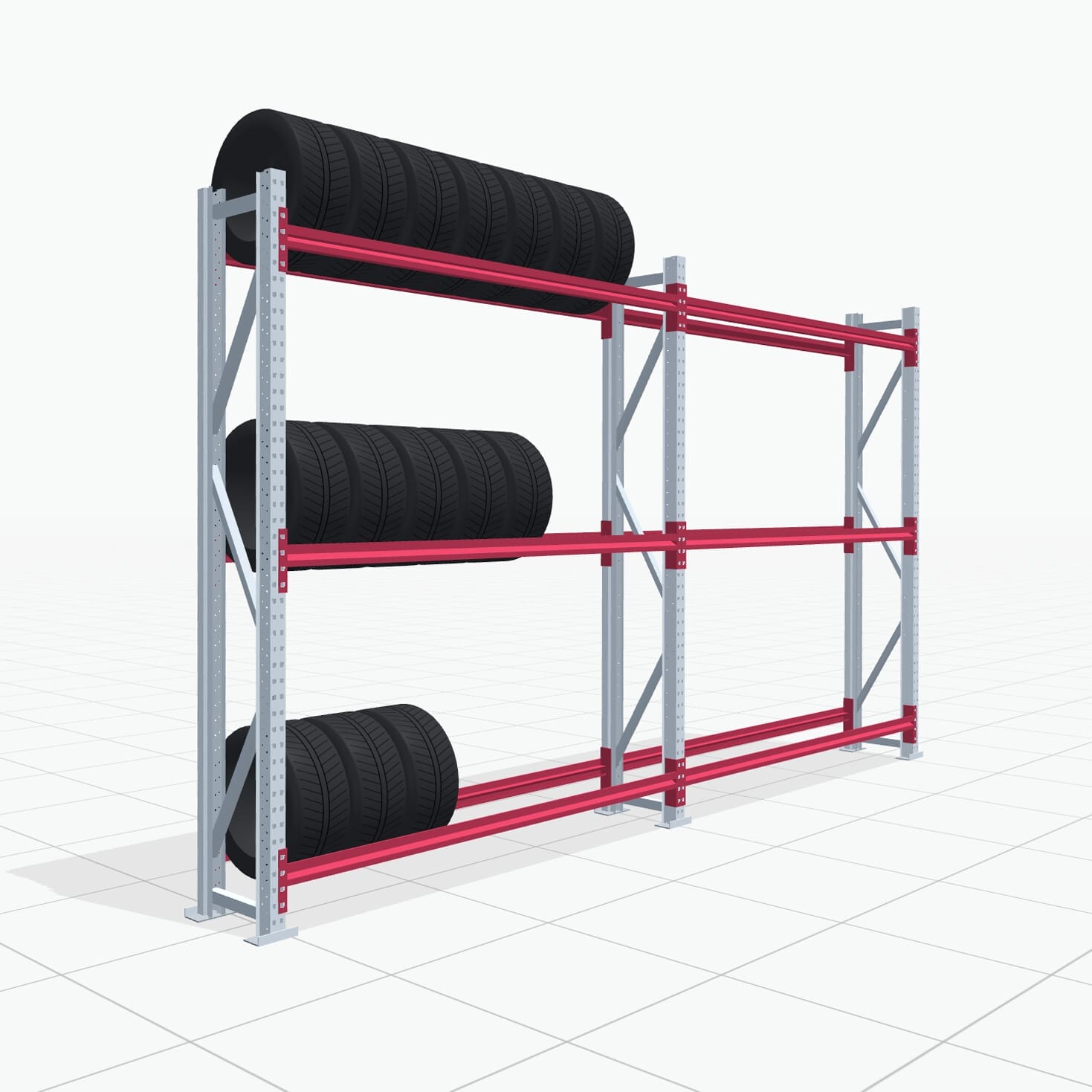 Reifenregale RSX 5000, H: 2.400 mm, B: 4.177 mm mm, T: 400 mm (13 - 15