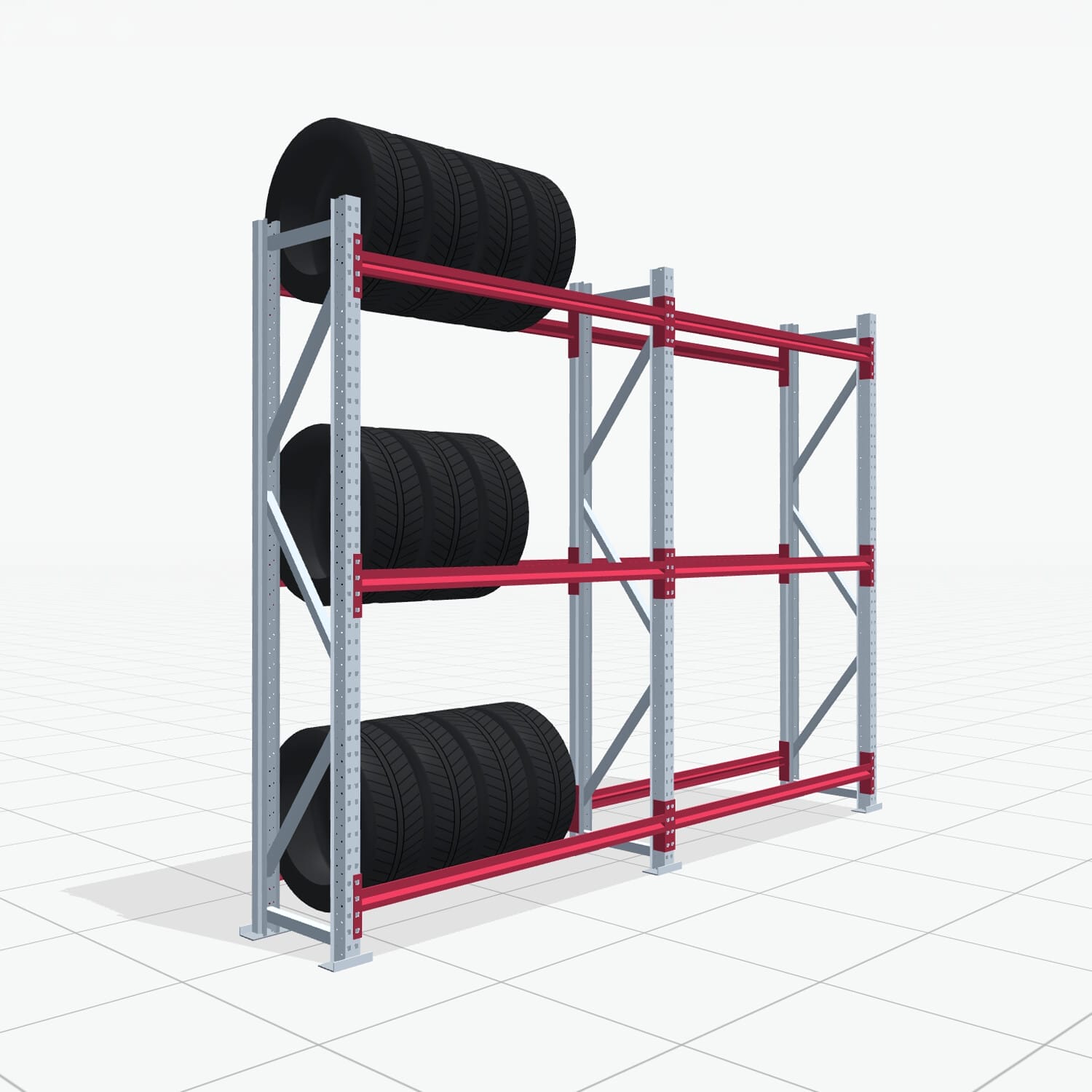 Reifenregale RSX 5000, H: 2.400 mm, B: 3.187 mm mm, T: 500 mm (16 - 18