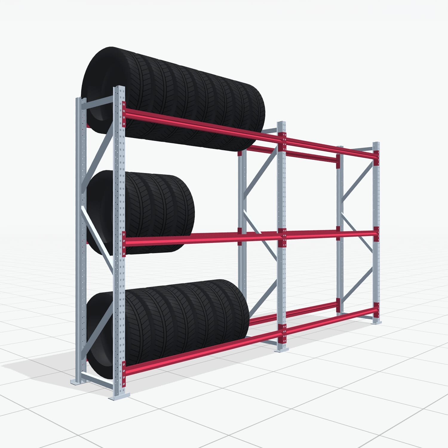 Reifenregale RSX 5000, H: 2.400 mm, B: 4.177 mm mm, T: 600 mm (19 - 21