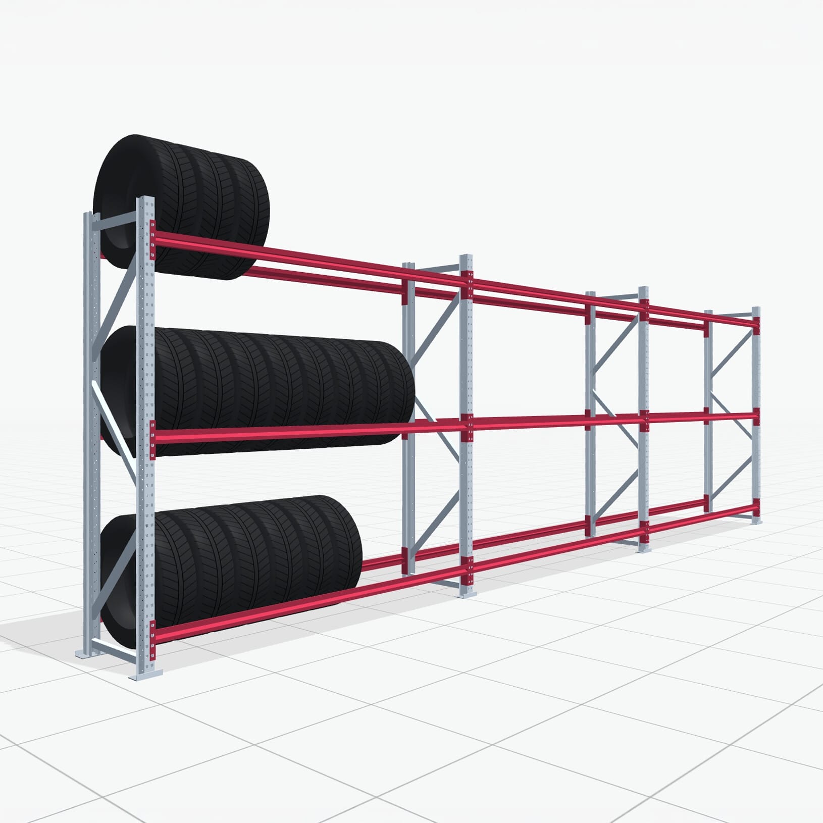 Reifenregale RSX 5000, H: 2.400 mm, B: 7.718 mm mm, T: 600 mm (19 - 21