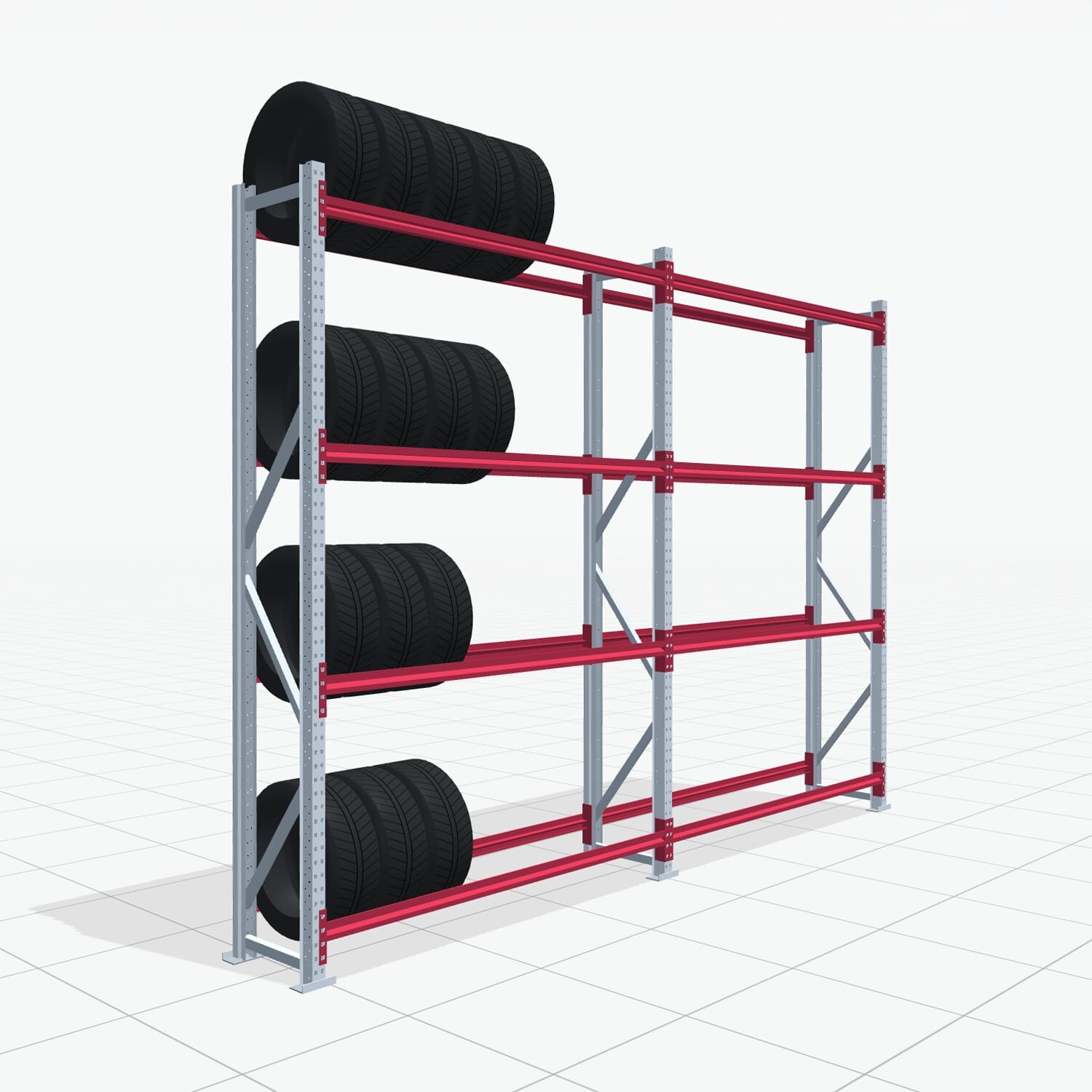 Reifenregale RSX 5000, H: 3.000 mm, B: 4.177 mm mm, T: 500 mm (16 - 18